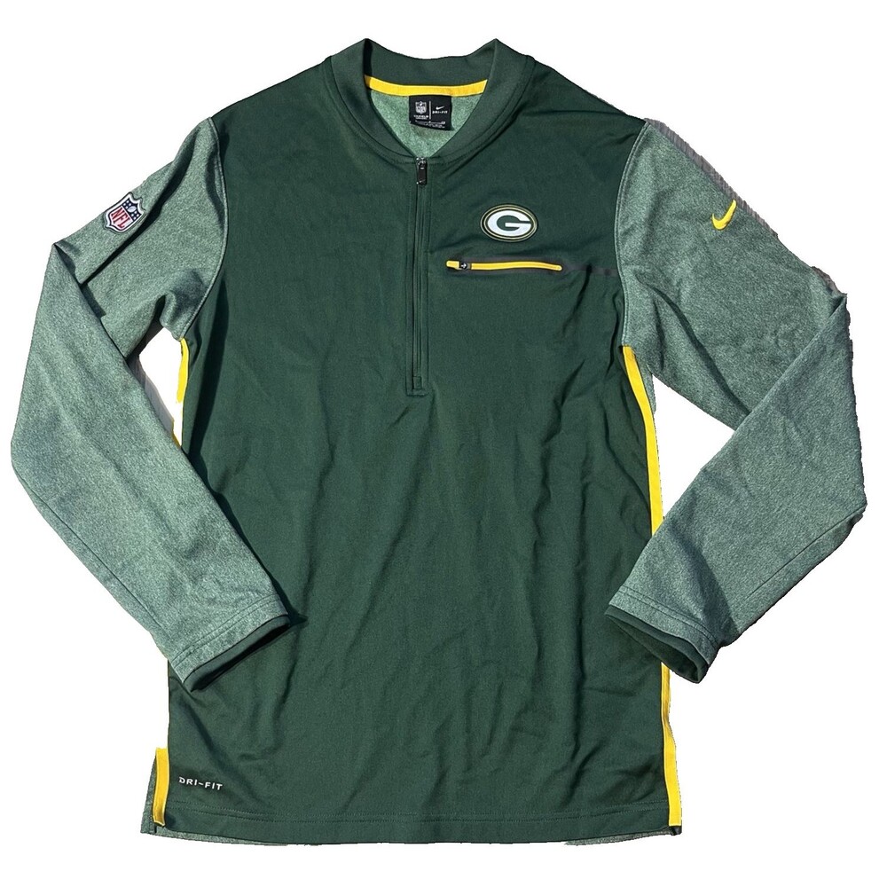NFL Nike On FIeld Green Bay Packers Small 1/4 Zip Pullover Dri-fit Long Sleeve